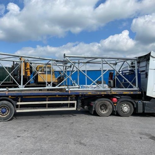 photo of a truck with an extended flatbed owned by Richard Tovey Transport Limited